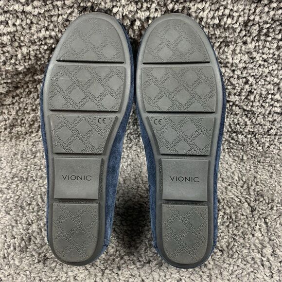 Vionic Mesa Slip On Leather Loafers 9 Womens Dark Navy Blue Orthopedic Suede - Picture 7 of 8